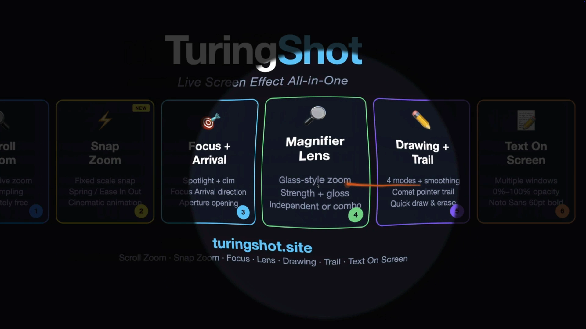 TuringShot Magnifier Lens enlarging one part of a Mac interface