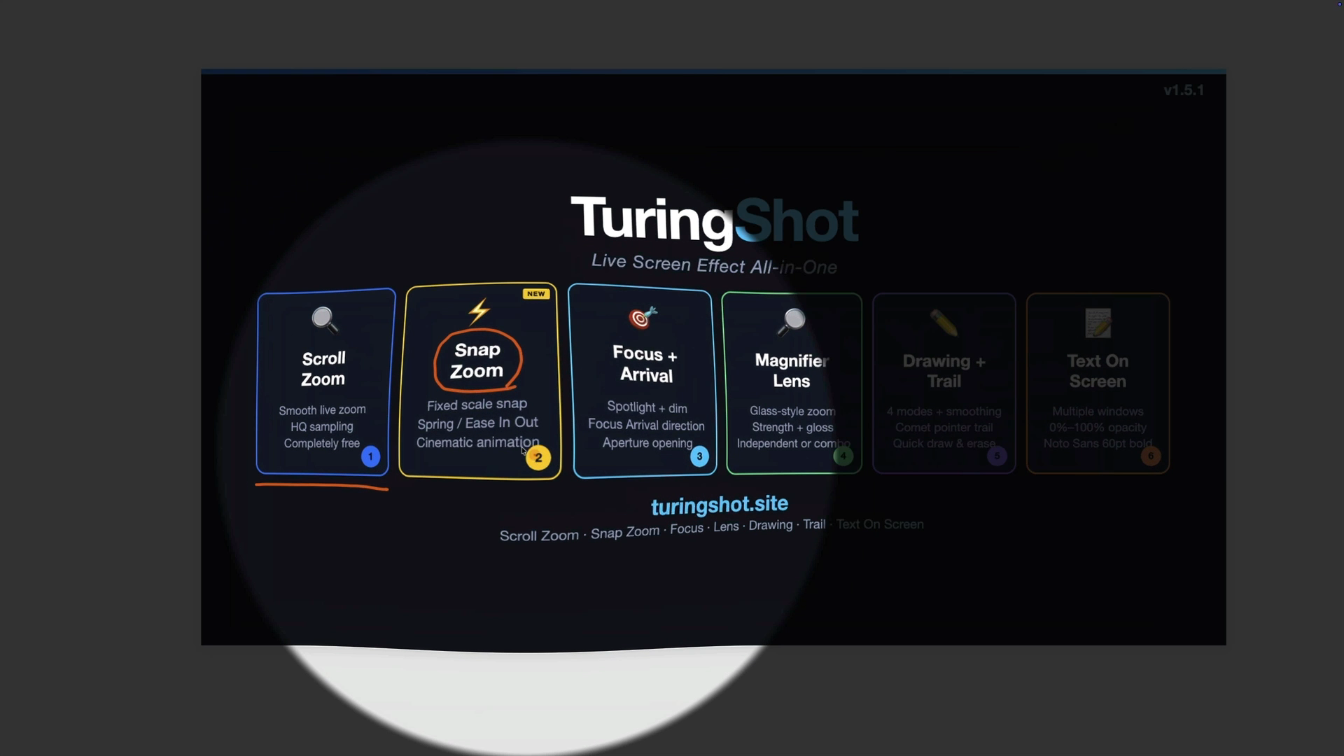 TuringShot pointer trail visible in a Mac screen recording